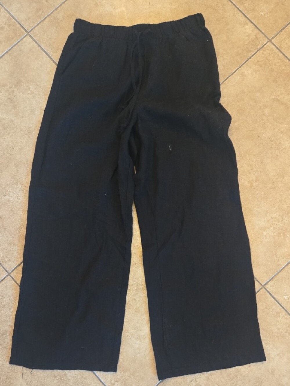 Ambiance LINEN/RAYON Black Elastic Waist Pants S